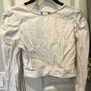 White Zara long sleeve zipped back shirt